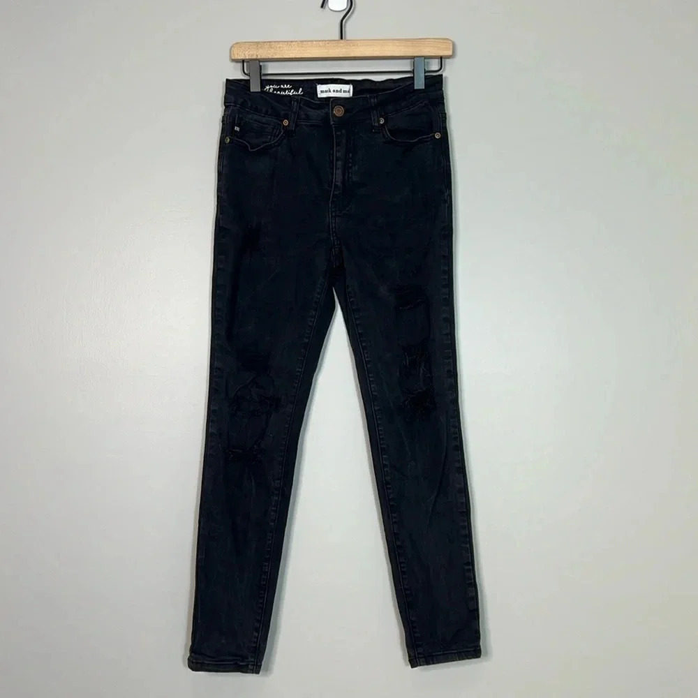 Mack and Mal Black Skinny Jeans with Intentional Frays - Size 7 - EUC - Pulse